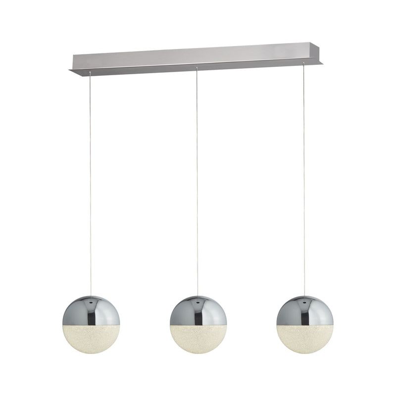 Searchlight 5843-3CC Marbles LED 3Lt Bar Pendant - Chrome, Crushed Ice Shade