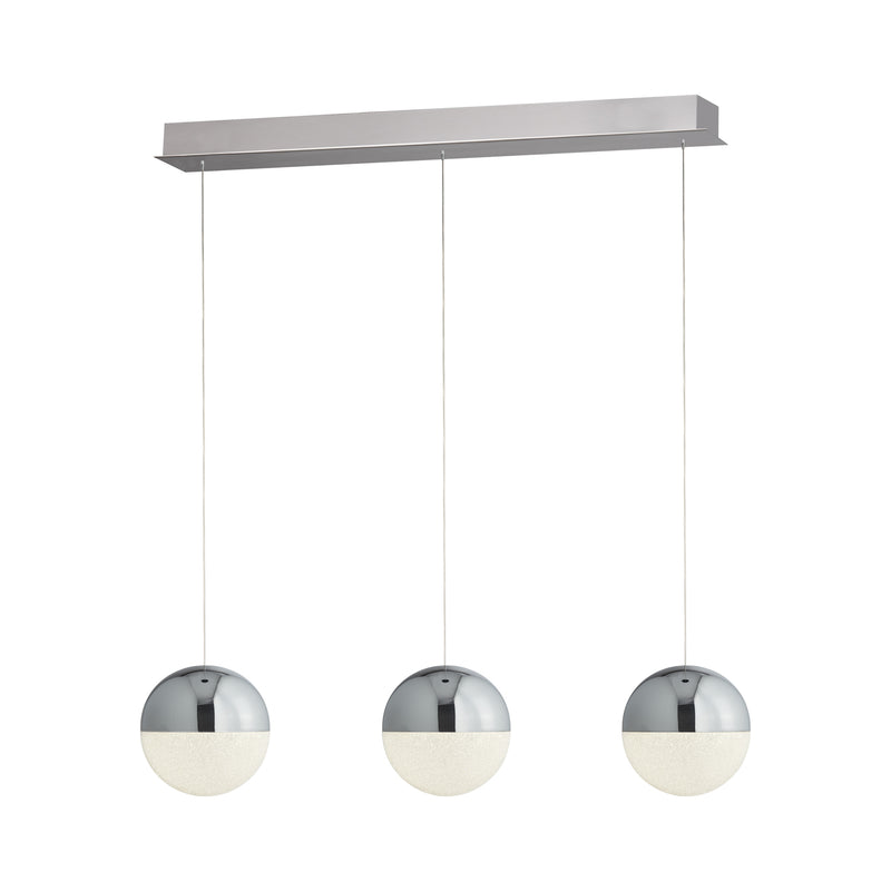 Searchlight 5843-3CC Marbles LED 3Lt Bar Pendant - Chrome, Crushed Ice Shade