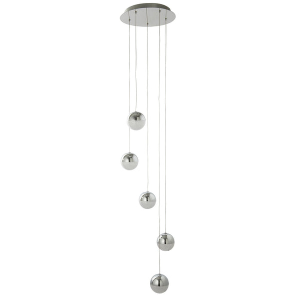 Searchlight 5845-5CC Marbles LED 5Lt Multi - Drop  -  Chrome, Crushed Ice Shade