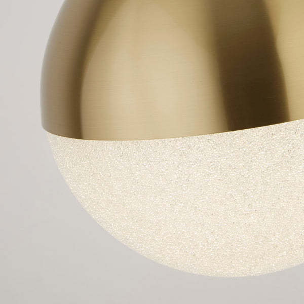 Searchlight 5881SB Marbles LED Pendant - Satin Brass Metal & Crushed Ice Shade