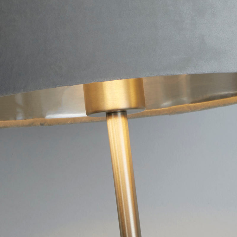 Searchlight 58911GY Finn USB Table Lamp - Satin Nickel Metal & Grey Velvet Shade - Searchlight - Falcon Electrical UK