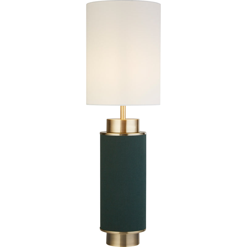 Searchlight 59041AB Flask Table Lamp -Antique Brass, Green Hessian & White Linen - Searchlight - Falcon Electrical UK