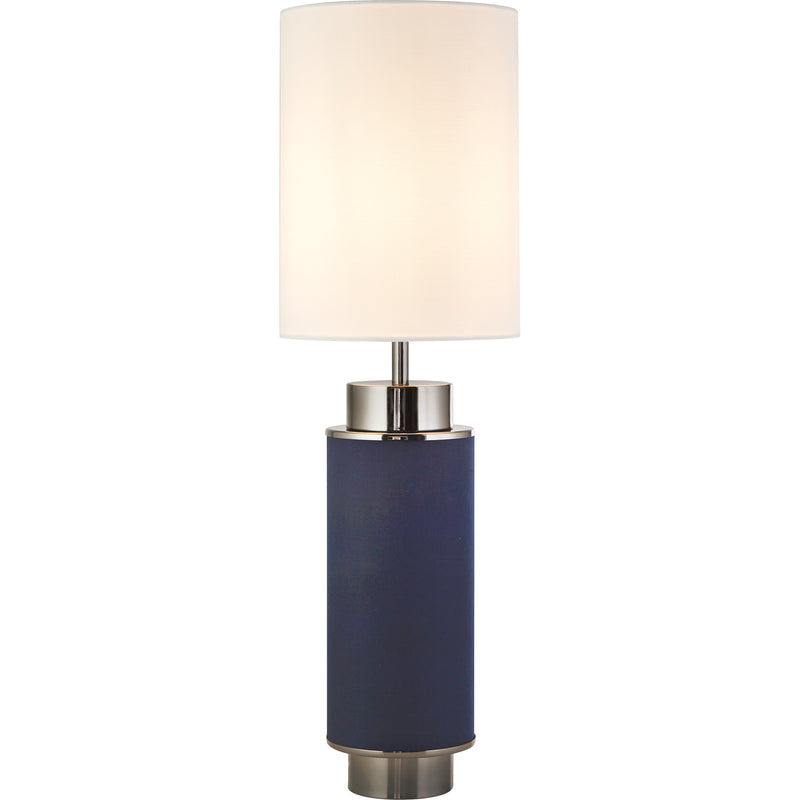 Searchlight 59041BK Flask Table Lamp - Black Nickel, Navy & White Linen - Searchlight - Falcon Electrical UK