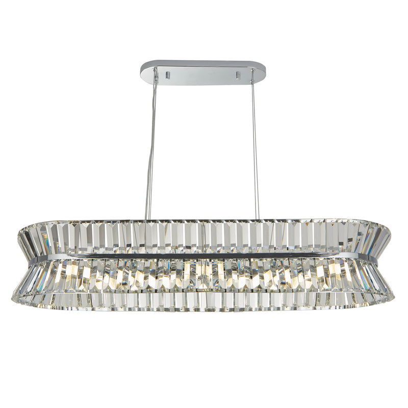 Searchlight 59410-10CC Uptown 10Lt Oval Pendant - Chrome Metal & Clear Crystal - Searchlight - Falcon Electrical UK