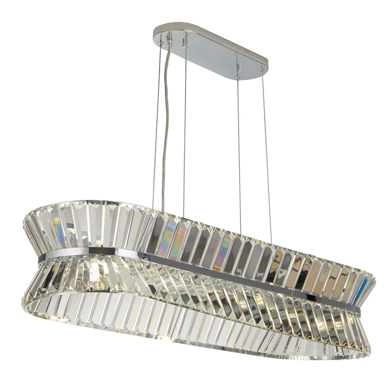 Searchlight 59410-10CC Uptown 10Lt Oval Pendant - Chrome Metal & Clear Crystal - Searchlight - Falcon Electrical UK