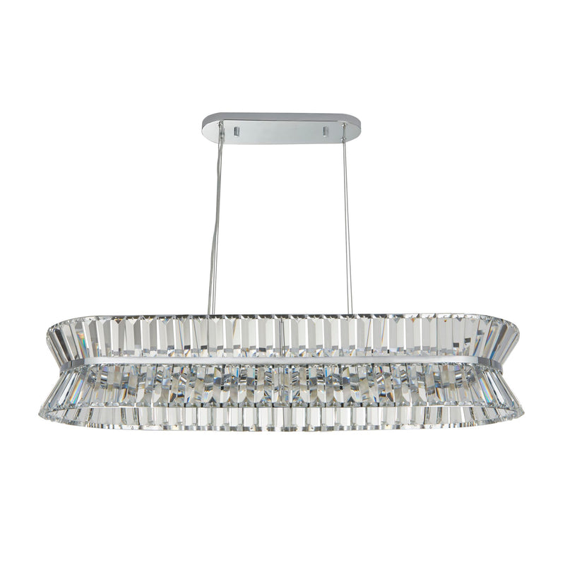 Searchlight 59410-10CC Uptown 10Lt Oval Pendant - Chrome Metal & Clear Crystal - Searchlight - Falcon Electrical UK