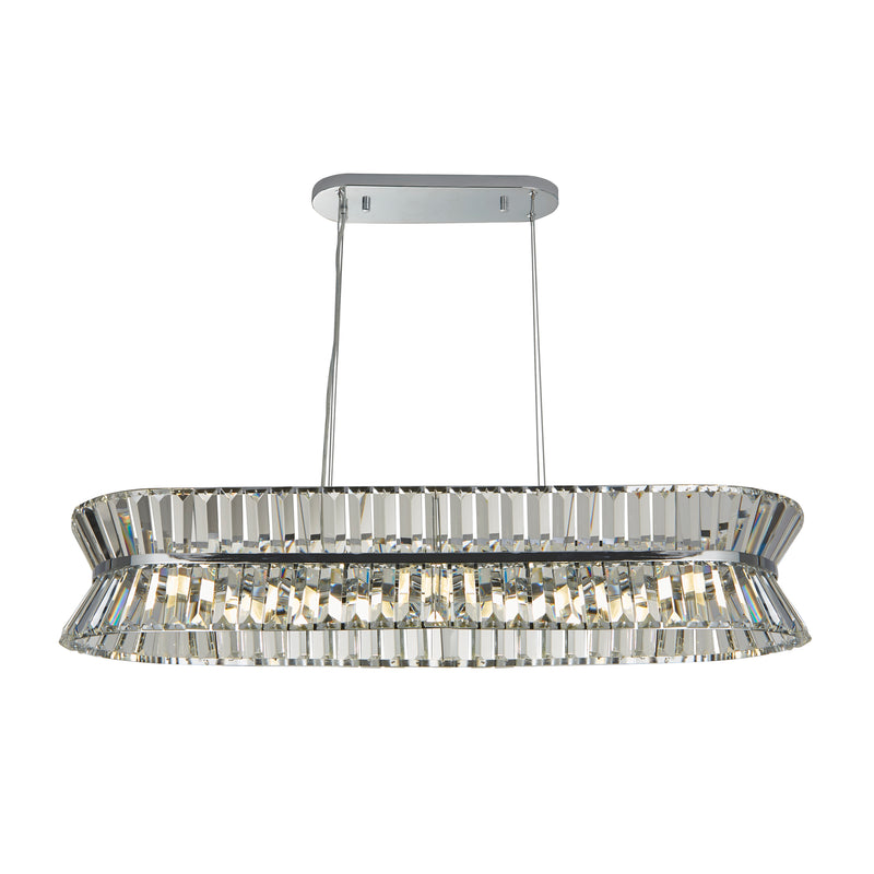 Searchlight 59410-10CC Uptown 10Lt Oval Pendant - Chrome Metal & Clear Crystal - Searchlight - Falcon Electrical UK