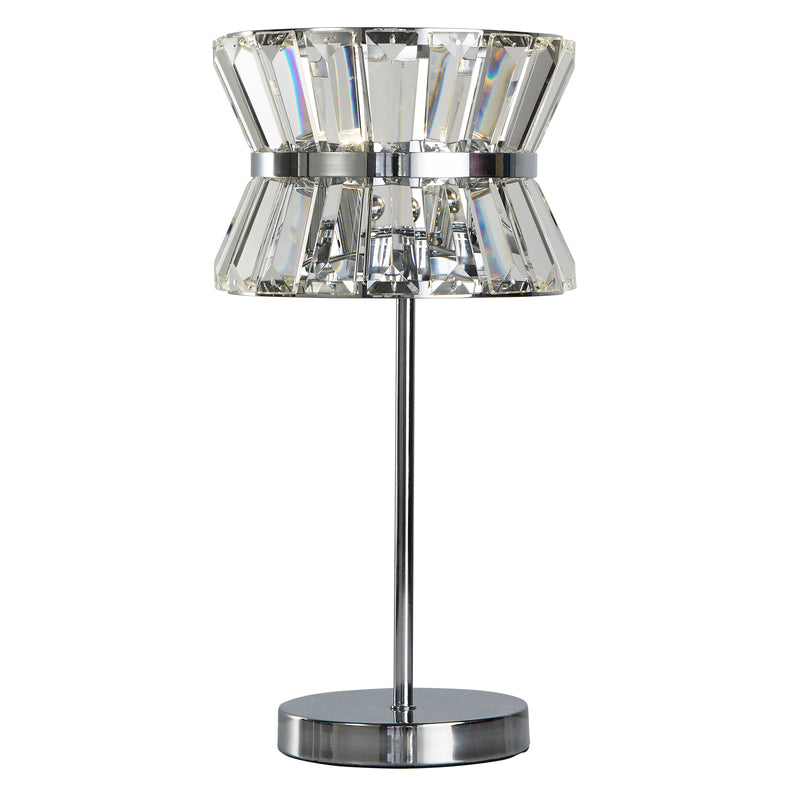 Searchlight 59411-2CC Uptown 2Lt Table Lamp - Chrome Metal & Clear Crystal