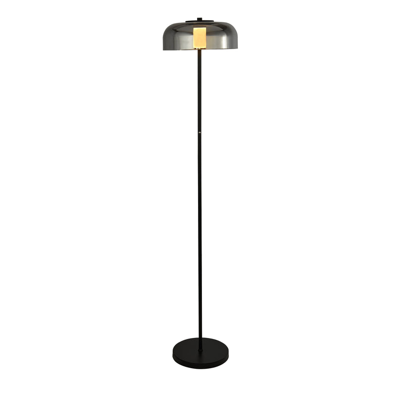 Searchlight 59802-1SM Frisbee Floor Lamp  - Black Metal & Smoked Glass