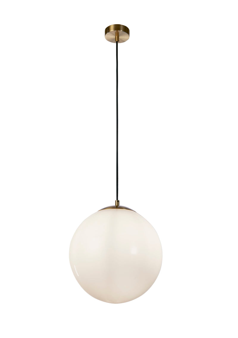 Searchlight 6066 Atom Pendant - Satin Silver & Opal Glass