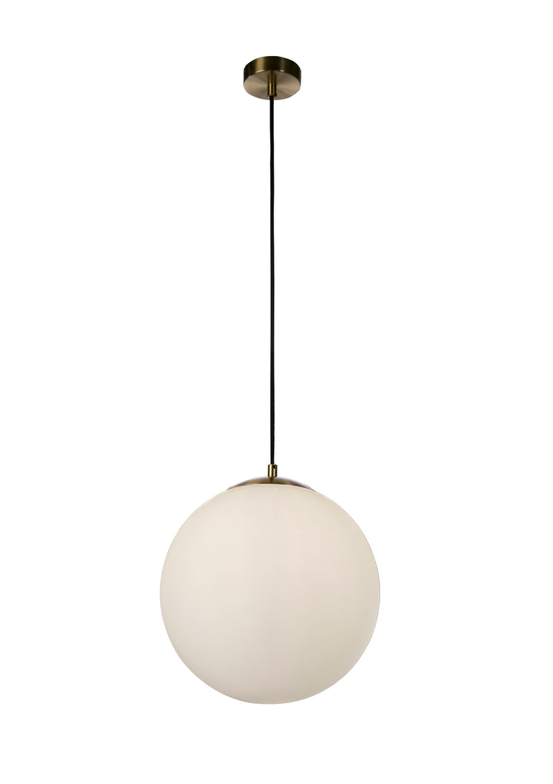 Searchlight 6066 Atom Pendant - Satin Silver & Opal Glass