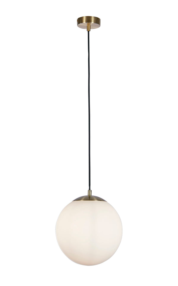 Searchlight 6077 Atom Pendant - Satin Silver & Opal Glass