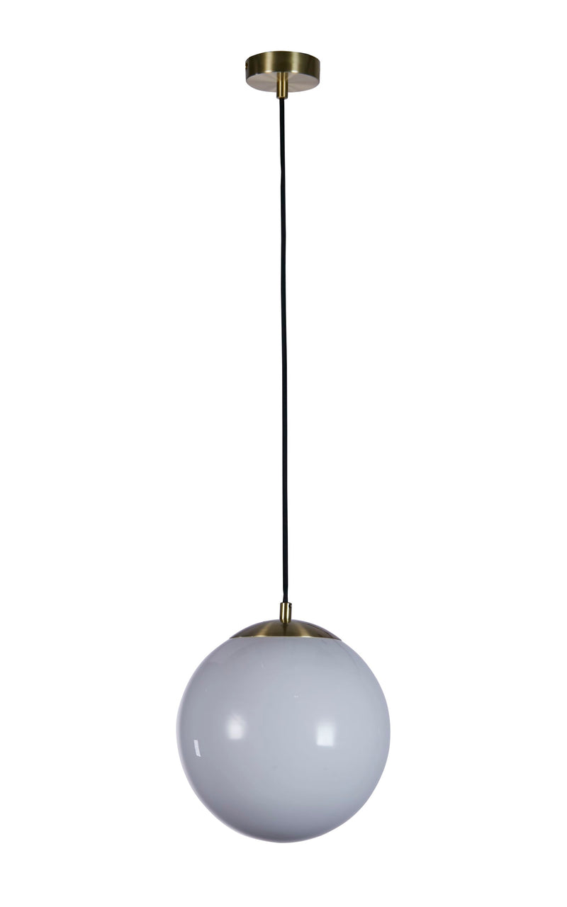 Searchlight 6077SB Atom II Pendant - Satin Brass & Opal Glass