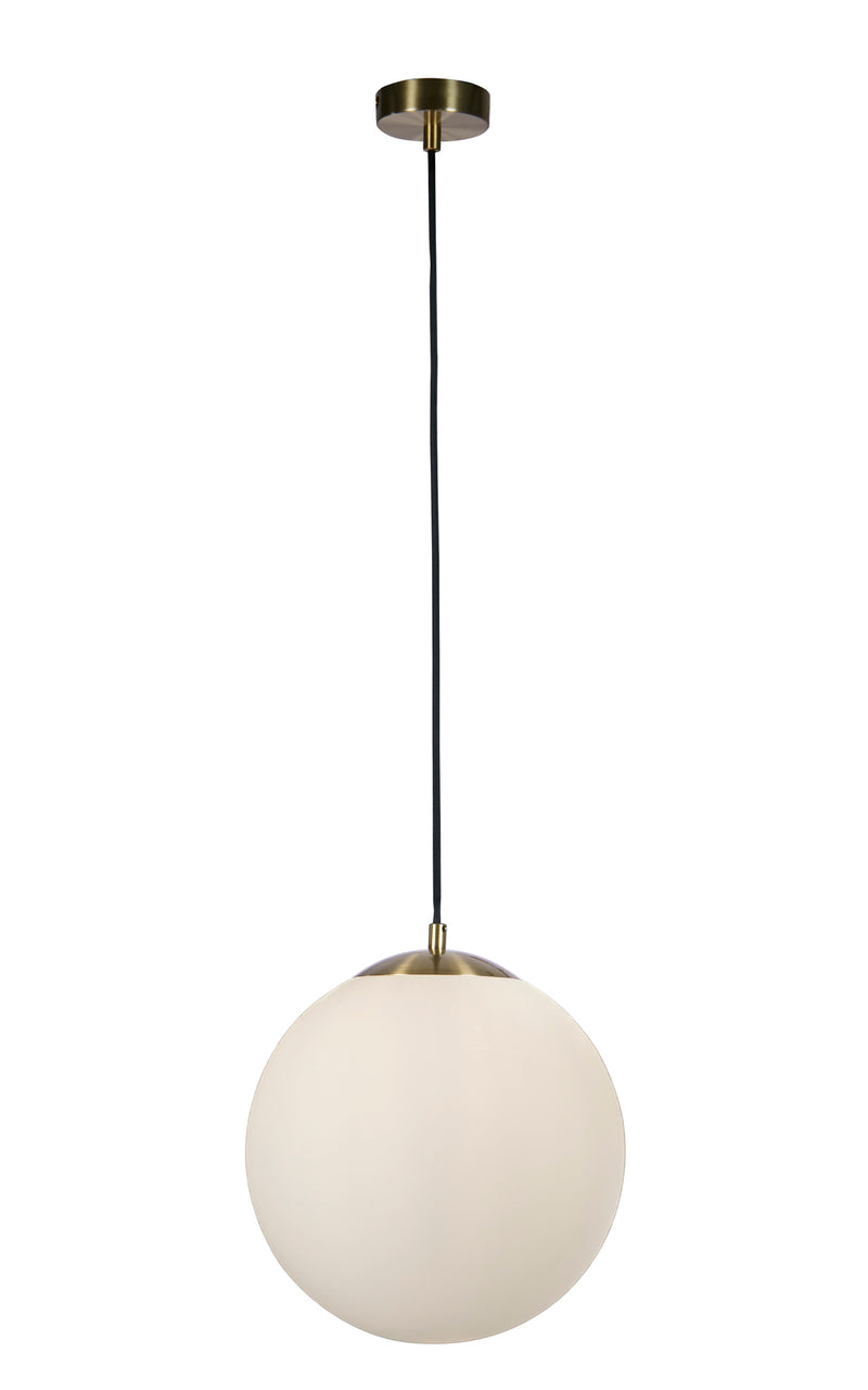 Searchlight 6077SB Atom II Pendant - Satin Brass & Opal Glass