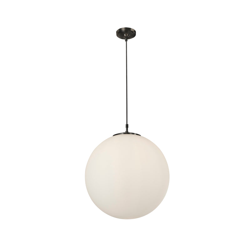 Searchlight 6088 Atom Pendant - Black Metal & Opal Glass