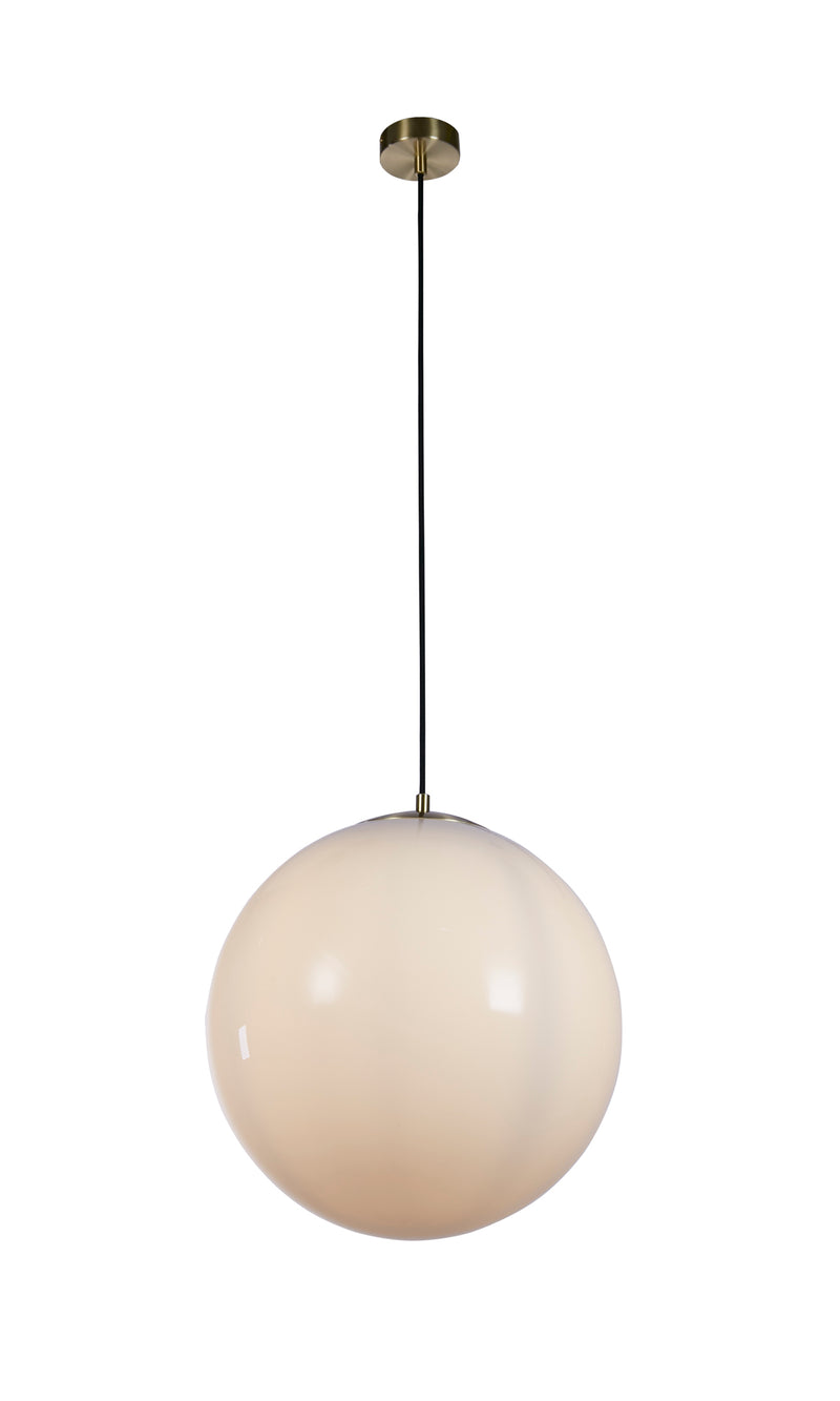 Searchlight 6099SB Atom II Pendant - Satin Brass & Opal Glass - Searchlight - Falcon Electrical UK