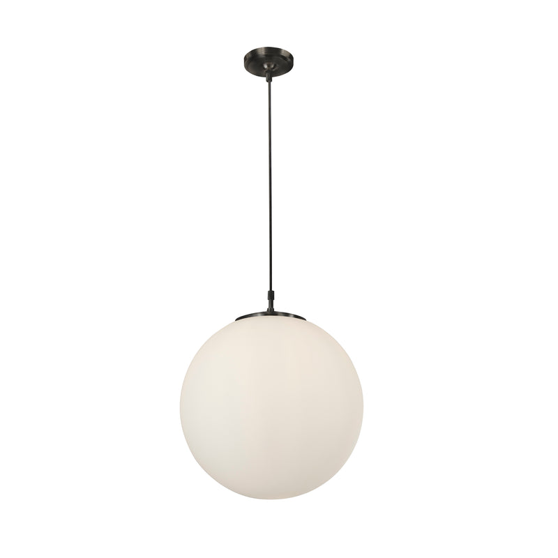 Searchlight 6099 Atom Pendant - Black Metal & Opal Glass - Searchlight - Falcon Electrical UK