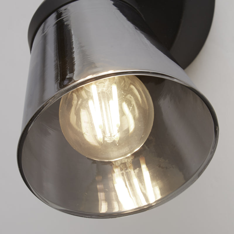 Searchlight 61170-1SM Mega Spotlight Wall Light - Black Metal & Smoked Glass