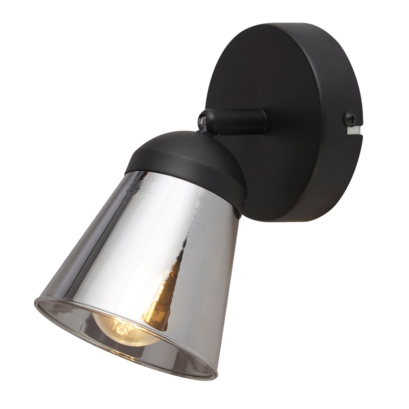 Searchlight 61170-1SM Mega Spotlight Wall Light - Black Metal & Smoked Glass