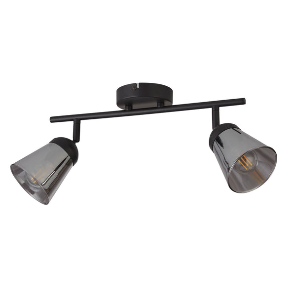 Searchlight 61170-2SM Mega 2Lt Spotlight - Black Metal & Smoked Glass