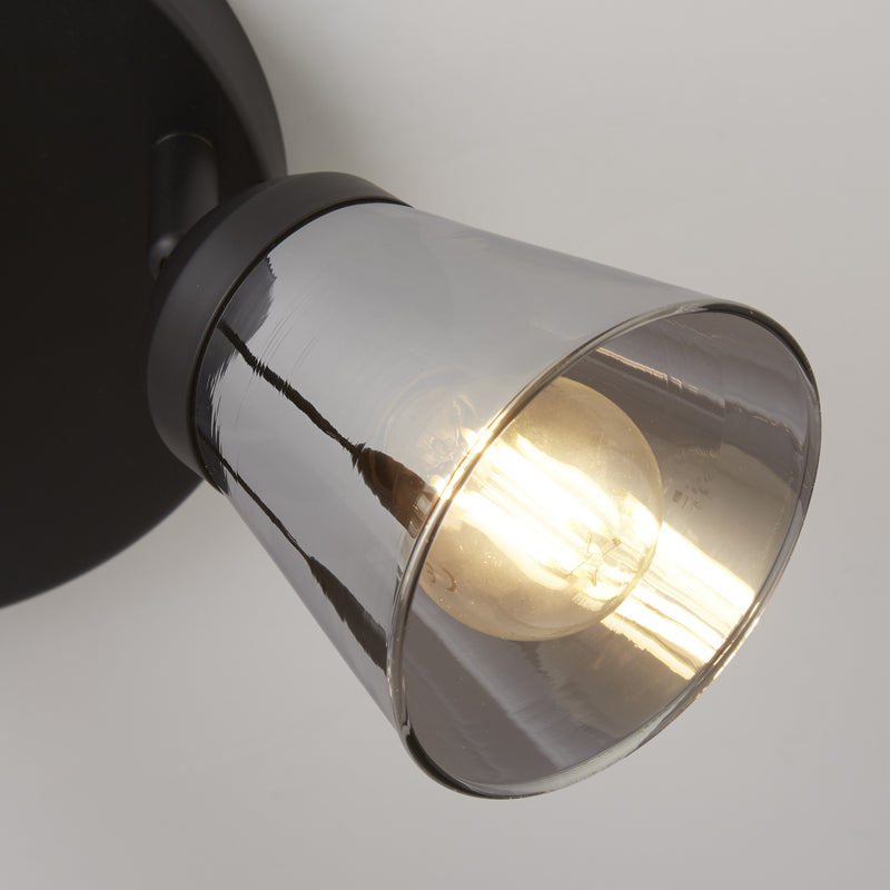 Searchlight 61170-3SM Mega 3Lt Round Spotlight - Black Metal & Smoked Glass