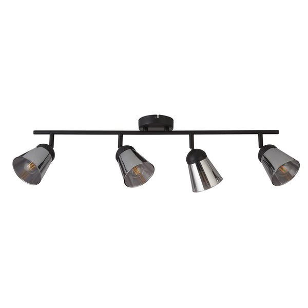 Searchlight 61170-4SM Mega 4Lt Bar Spotlight - Black Metal & Smoked Glass