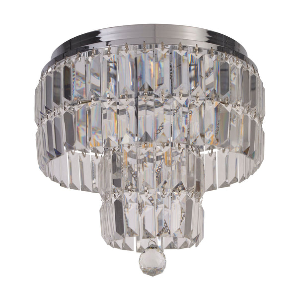 Searchlight 61321-4CC Empire 4Lt Flush - Chrome Metal & Clear Crystal - Searchlight - Falcon Electrical UK