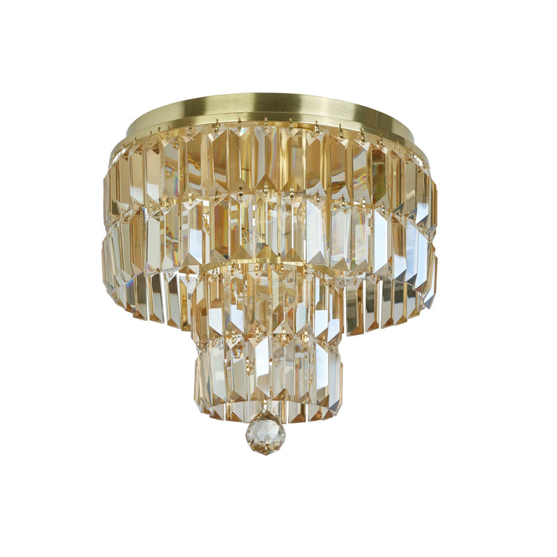 Searchlight 61321-4SB Empire 4Lt Flush - Satin Brass Metal & Champagne Crystal - Searchlight - Falcon Electrical UK