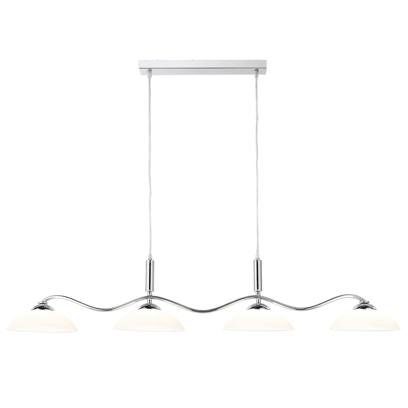 Searchlight 6184-4CC Alexis 4Lt Bar Pendant - Chrome Metal & Opal Glass