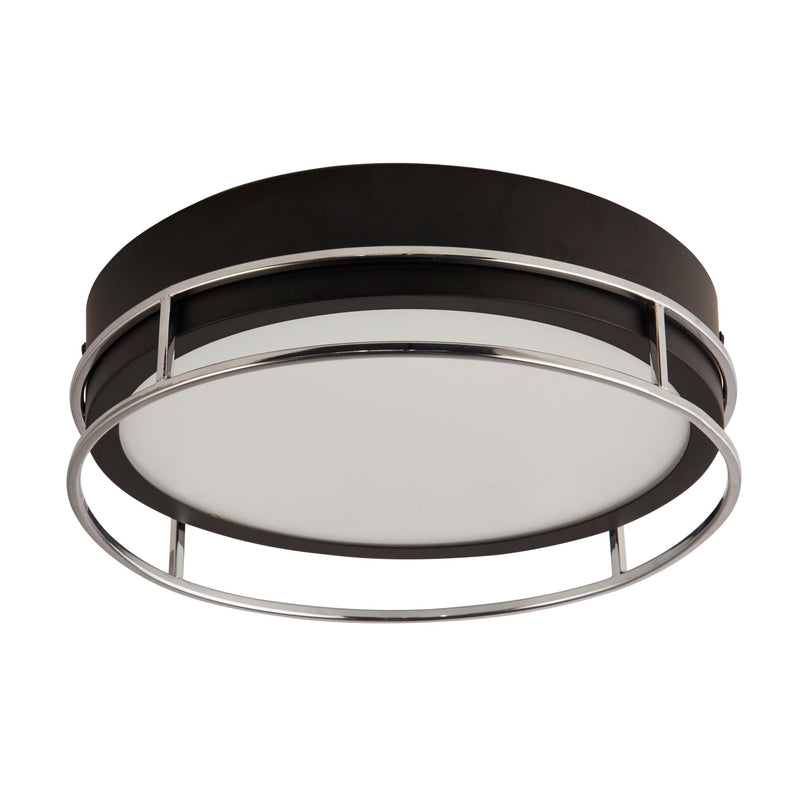 Searchlight 62012-2CC Phoenix 2Lt Flush - Black, Chrome Metal & Frosted Glass