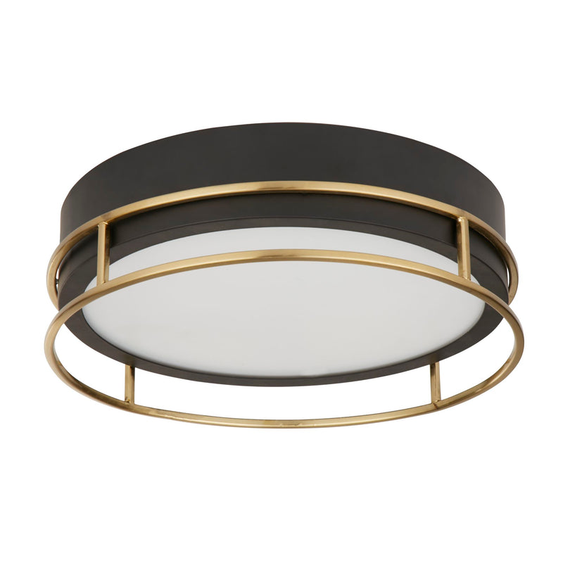 Searchlight 62012-2PB Phoenix 2Lt Flush - Black, Brass Metal & Frosted Glass