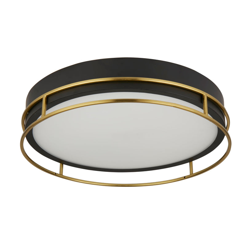 Searchlight 62013-3PB Phoenix 3Lt Flush - Black, Brass Metal & Frosted Glass