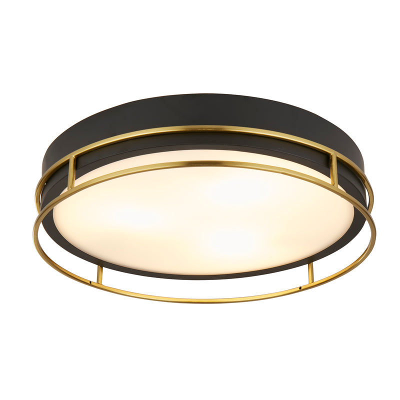 Searchlight 62013-3PB Phoenix 3Lt Flush - Black, Brass Metal & Frosted Glass