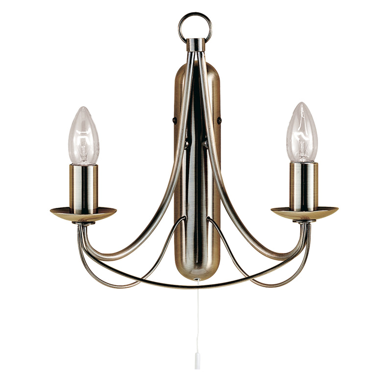 Searchlight 6342-2AB Maypole 2Lt Wall Light - Antique Brass Metal