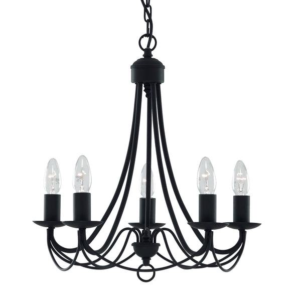 Searchlight 6345-5BK Maypole 5Lt Pendant - Black Metal