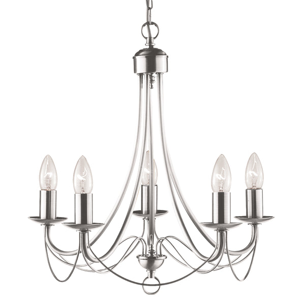 Searchlight 6345-5SS Maypole 5Lt Pendant - Satin Silver Metal