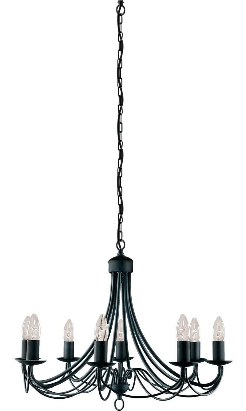 Searchlight 6348-8BK Maypole 8Lt Pendant - Black Metal