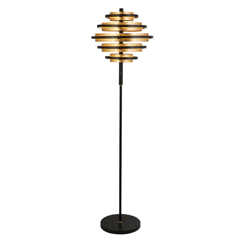 Searchlight 6359BG Hive 5Lt Floor Lamp - Black Metal & Gold Leaf