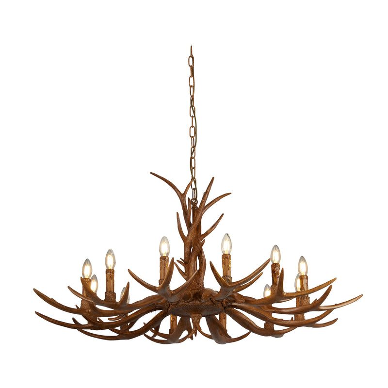 Searchlight 6416-12BR Stag 12Lt Pendant - Brown Resin