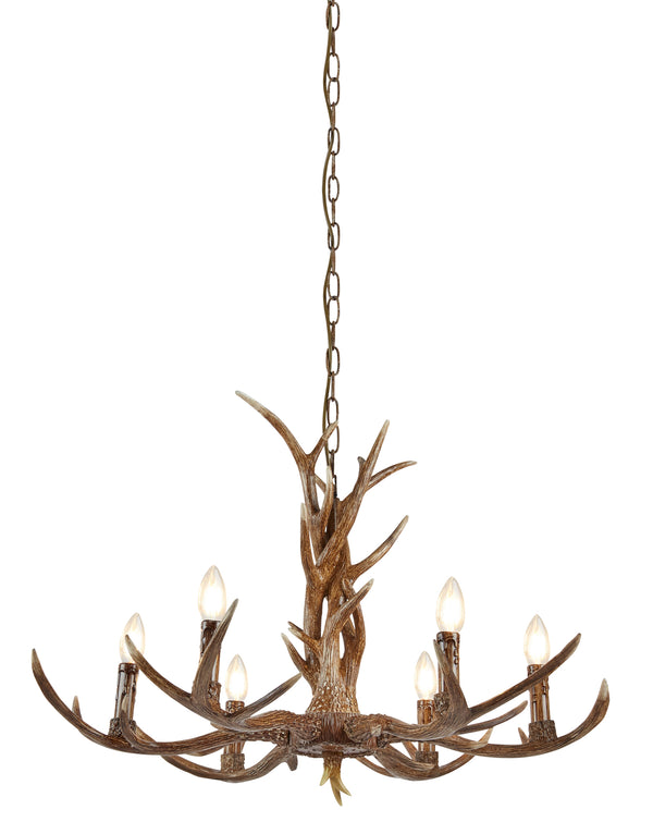 Searchlight 6416-6BR Stag 6Lt Pendant - Brown Resin