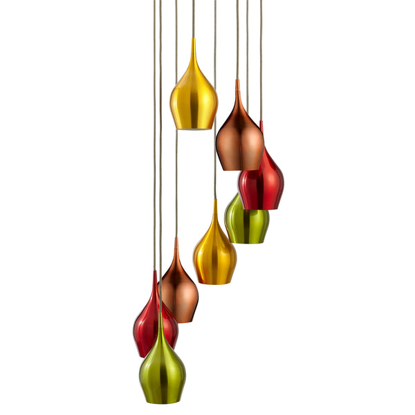 Searchlight 6468-8 Vibrant 8Lt Multi-Drop Pendant-Metallic Multi-Coloured Metal