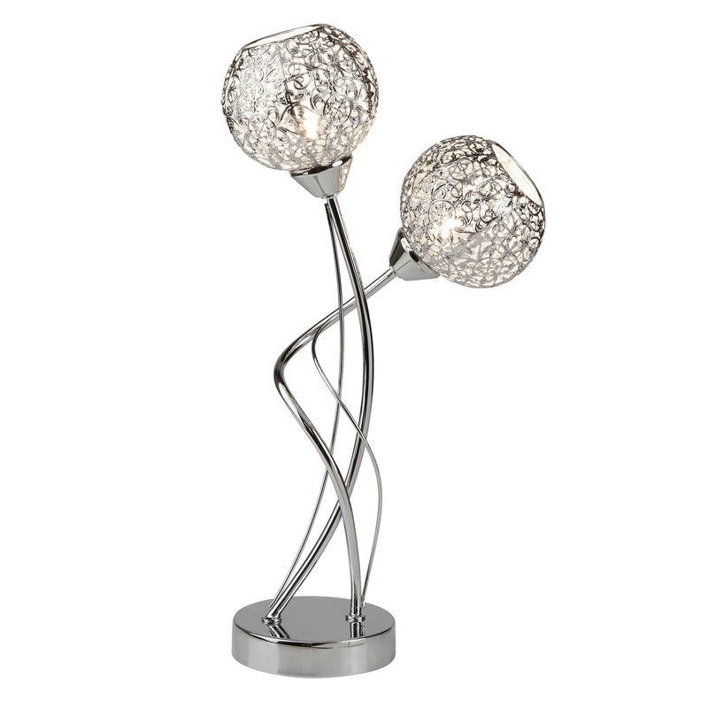 Searchlight 6532-2CC Souk 2Lt Table Lamp - Chrome & Laser Cut Shades