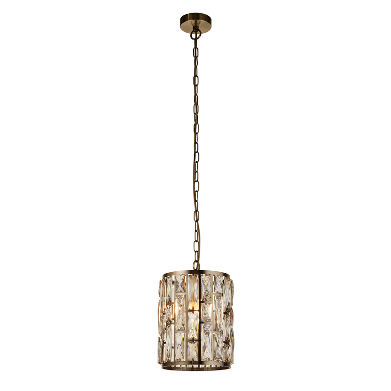 Searchlight 6581-1AB Bijou Pendant - Antique Brass Metal & Champagne Glass