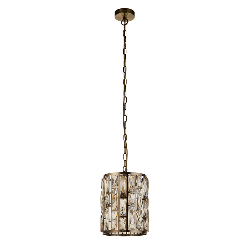 Searchlight 6581-1AB Bijou Pendant - Antique Brass Metal & Champagne Glass