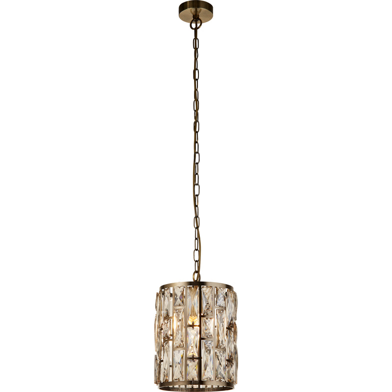 Searchlight 6581-1AB Bijou Pendant - Antique Brass Metal & Champagne Glass