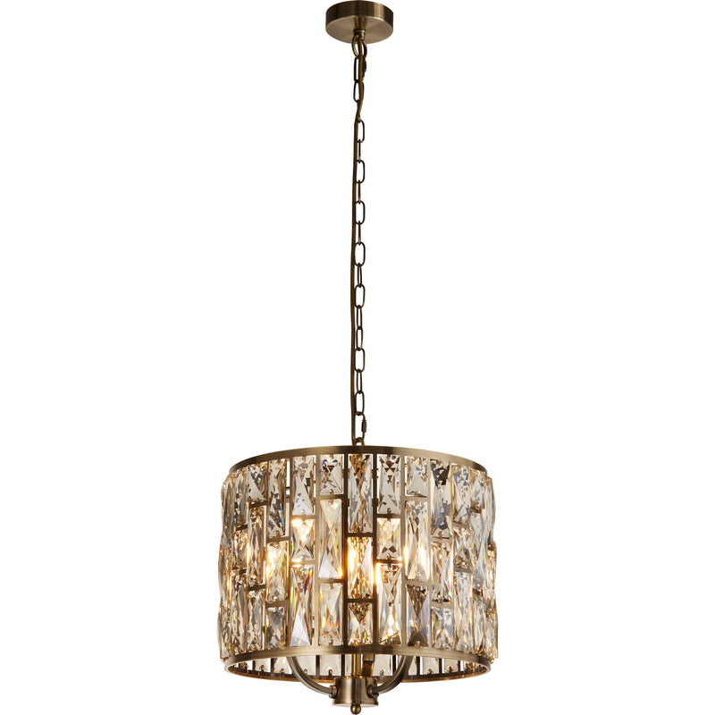 Searchlight 6583-3AB Bijou 3Lt Pendant - Antique Brass Metal & Champagne Glass