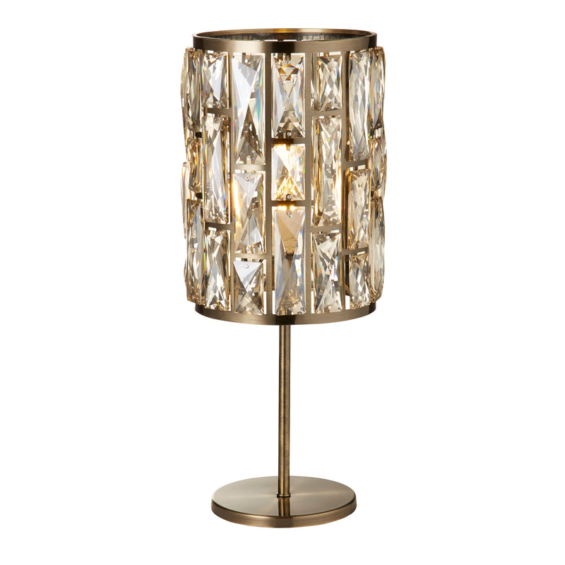 Searchlight 6584AB Bijou Table Lamp - Antique Brass Metal & Champagne Glass