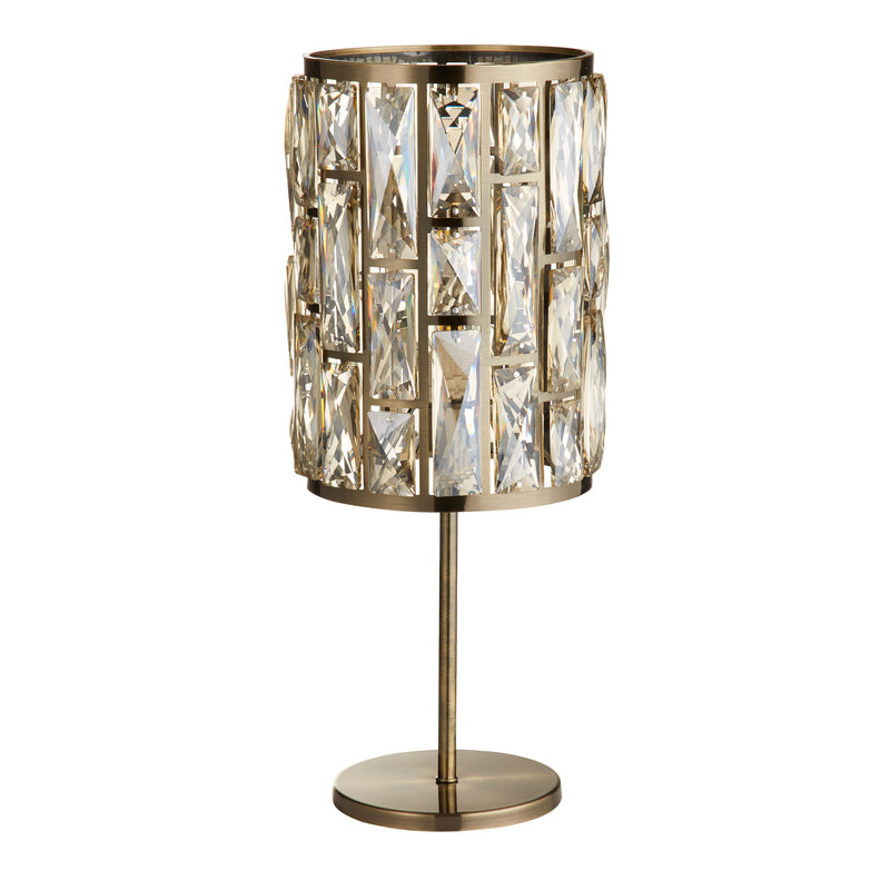 Searchlight 6584AB Bijou Table Lamp - Antique Brass Metal & Champagne Glass