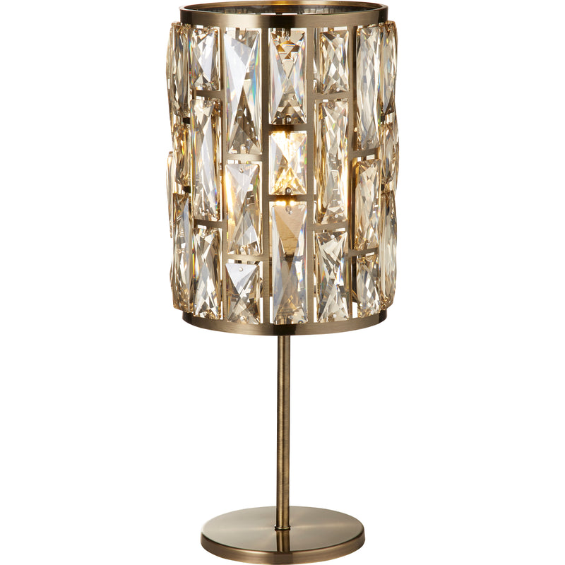 Searchlight 6584AB Bijou Table Lamp - Antique Brass Metal & Champagne Glass