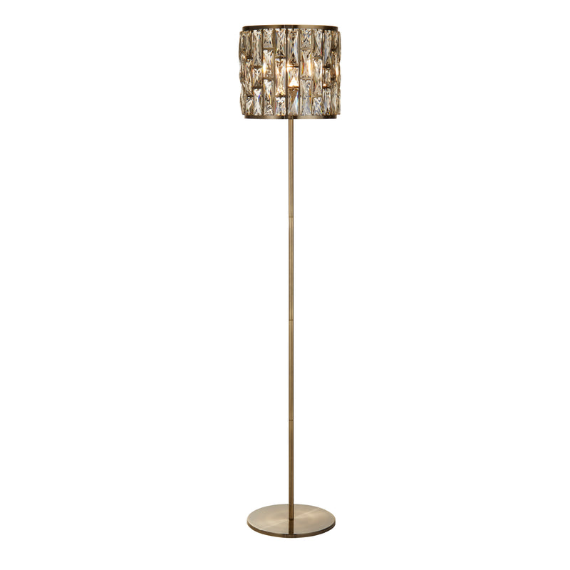 Searchlight 6589AB Bijou Floor Lamp - Antique Brass Metal & Champagne Glass